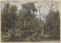 De eik stortte neer in het bos van Fontainebleau De eik stortte neer in het bos van Fontainebleau
