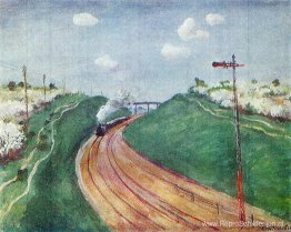 Lentelandschap met trein Lentelandschap met trein