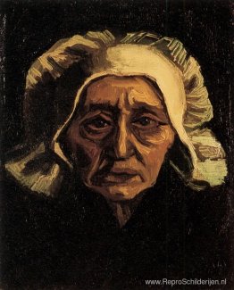 Hoofd van een oude boerin met witte pet Hoofd van een oude boerin met witte pet