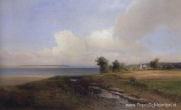 Landschap. Bank van de Wolga Landschap. Bank van de Wolga