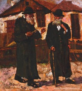 Joodse mensen praten in Targu Cucu Joodse mensen praten in Targu Cucu