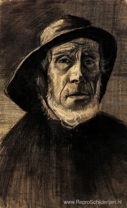 Hoofd van een visser met een baardrand en een zuidwester Hoofd van een visser met een baardrand en een zuidwester