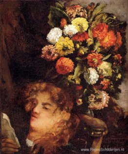 Hoofd van een vrouw met bloemen Hoofd van een vrouw met bloemen