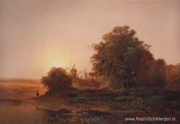 Zomerlandschap met windmolens Zomerlandschap met windmolens
