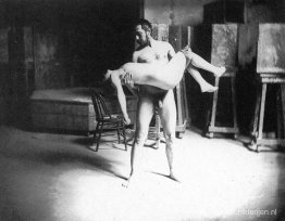Thomas Eakins draagt een vrouw Thomas Eakins draagt een vrouw