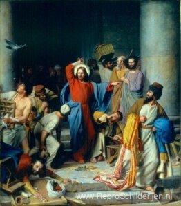Jezus werpt de geldwisselaars uit in de tempel Jezus werpt de geldwisselaars uit in de tempel
