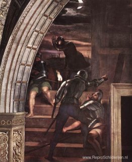 De bewakers buiten de gevangenis, detail uit 'De bevrijding van De bewakers buiten de gevangenis, detail uit 'De bevrijding van