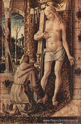 Sint Franciscus van Assisi vangt het bloed van Christus op uit d Sint Franciscus van Assisi vangt het bloed van Christus op uit d