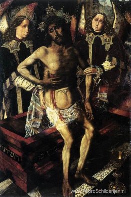 Christus bij het graf, ondersteund door twee engelen Christus bij het graf, ondersteund door twee engelen