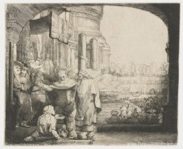 Petrus en Johannes genezen de kreupele bij de poort van de tempe Petrus en Johannes genezen de kreupele bij de poort van de tempe