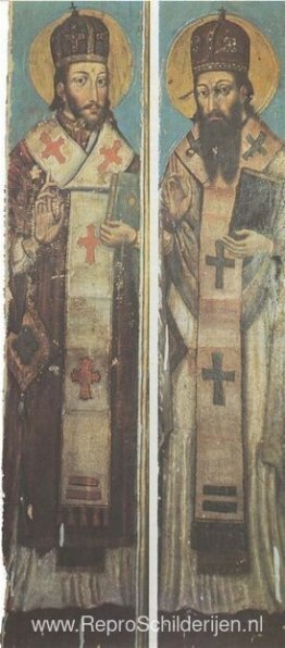 Icoon van St. Johannes Chrysostomus en St. Basilius de Grote uit Icoon van St. Johannes Chrysostomus en St. Basilius de Grote uit