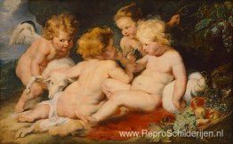 Christus en Johannes de Doper als kinderen en twee engelen Christus en Johannes de Doper als kinderen en twee engelen