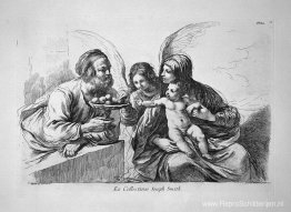 Heilige Familie, St. Josephus geeft het kind wat fruit dat naar Heilige Familie, St. Josephus geeft het kind wat fruit dat naar