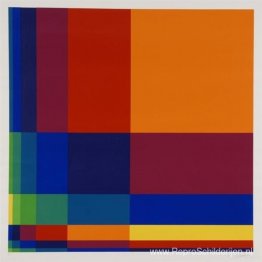 Zes verticale systematische kleurenrijen met rechtsboven een ora Zes verticale systematische kleurenrijen met rechtsboven een ora