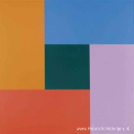 Beweging van donkergeel via rood, violet, blauw naar groen centr Beweging van donkergeel via rood, violet, blauw naar groen centr