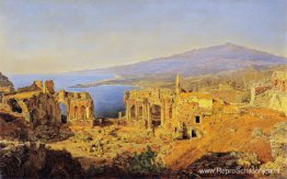 De ruïne van het Griekse theater in Taormina, Sicilië De ruïne van het Griekse theater in Taormina, Sicilië