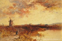 Scène met een windmolen Scène met een windmolen