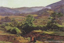 Berglandschap met de ruïnes van Liechtenstein in Mödling Berglandschap met de ruïnes van Liechtenstein in Mödling