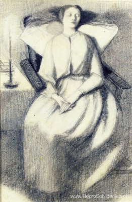 Elizabeth Siddal zittend in een stoel Elizabeth Siddal zittend in een stoel