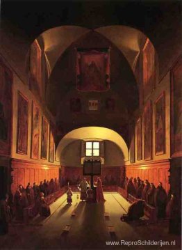 Het interieur van de kapucijnenkapel op de Piazza Barberini (naa Het interieur van de kapucijnenkapel op de Piazza Barberini (naa