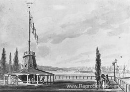 Het eerste zicht van de reiziger op New York. De batterij en de Het eerste zicht van de reiziger op New York. De batterij en de