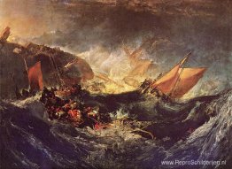Het wrak van een transportschip Het wrak van een transportschip
