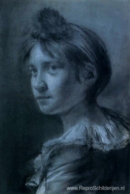 Studie van een jong meisje in een tulband en een kraag met ruche Studie van een jong meisje in een tulband en een kraag met ruche