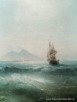 De baai van Napels. Uitzicht op de Vesuvius De baai van Napels. Uitzicht op de Vesuvius