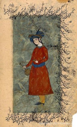 Jonge man met een fles en een wijnbeker Jonge man met een fles en een wijnbeker