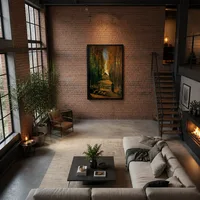 Laan van populieren bij zonsondergang  — Moderne loft