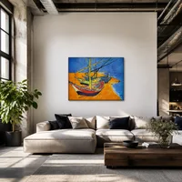 Vissersboten op het strand van Saintes-Maries-de-la-Mer — Moderne loft