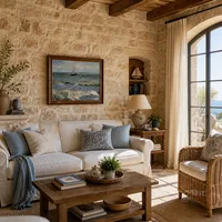 Zeegezicht in Saintes-Maries — Mediterraan huis
