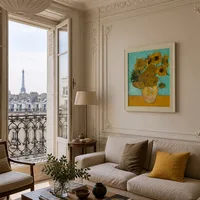 Stilleven - Vaas met twaalf zonnebloemen  — Parijs appartement