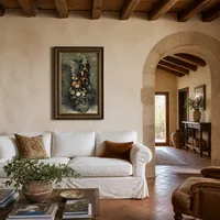 Vaas met stokrozen — Italiaanse villa