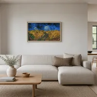 Korenveld met kraaien — Scandinavisch huis