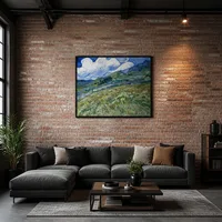 Korenveld met bergen op de achtergrond  — Moderne loft