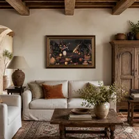 Stilleven met bloemen en fruit — Italiaanse villa