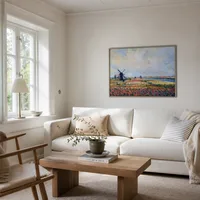 Bloemenvelden en windmolens bij Leiden — Scandinavisch huis