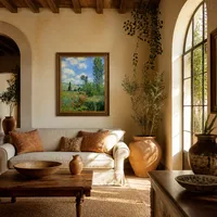 Steeg in de papavervelden, Ile Saint-Martin — Italiaanse villa