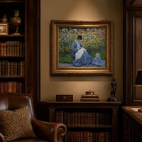 Camille Monet en een kind in de kunstenaarstuin in Argenteuil — Klassieke bibliotheek