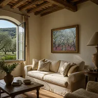 Boomgaard in bloei — Italiaanse villa