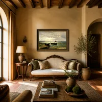 Het strand — Italiaanse villa