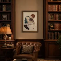Zittende vrouw met gebogen knie — Klassieke bibliotheek