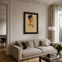 Zelfportret met handen op de borst — Parijs appartement