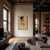 Zelfportret met handen op de borst — Moderne loft