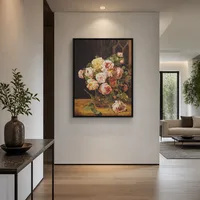 Boeket rozen bij het raam  — Huis van kunstverzamelaar