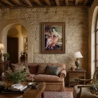 Dame in Roos — Italiaanse villa