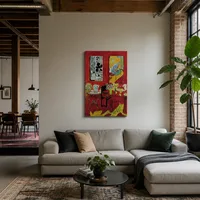 Groot rood interieur — Moderne loft
