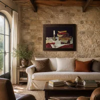 Stilleven met boeken en kaars  — Italiaanse villa