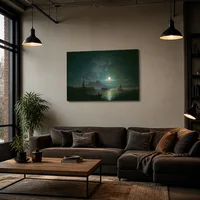 De baai van Napels bij maanverlichte nacht. Vesuvius — Moderne loft